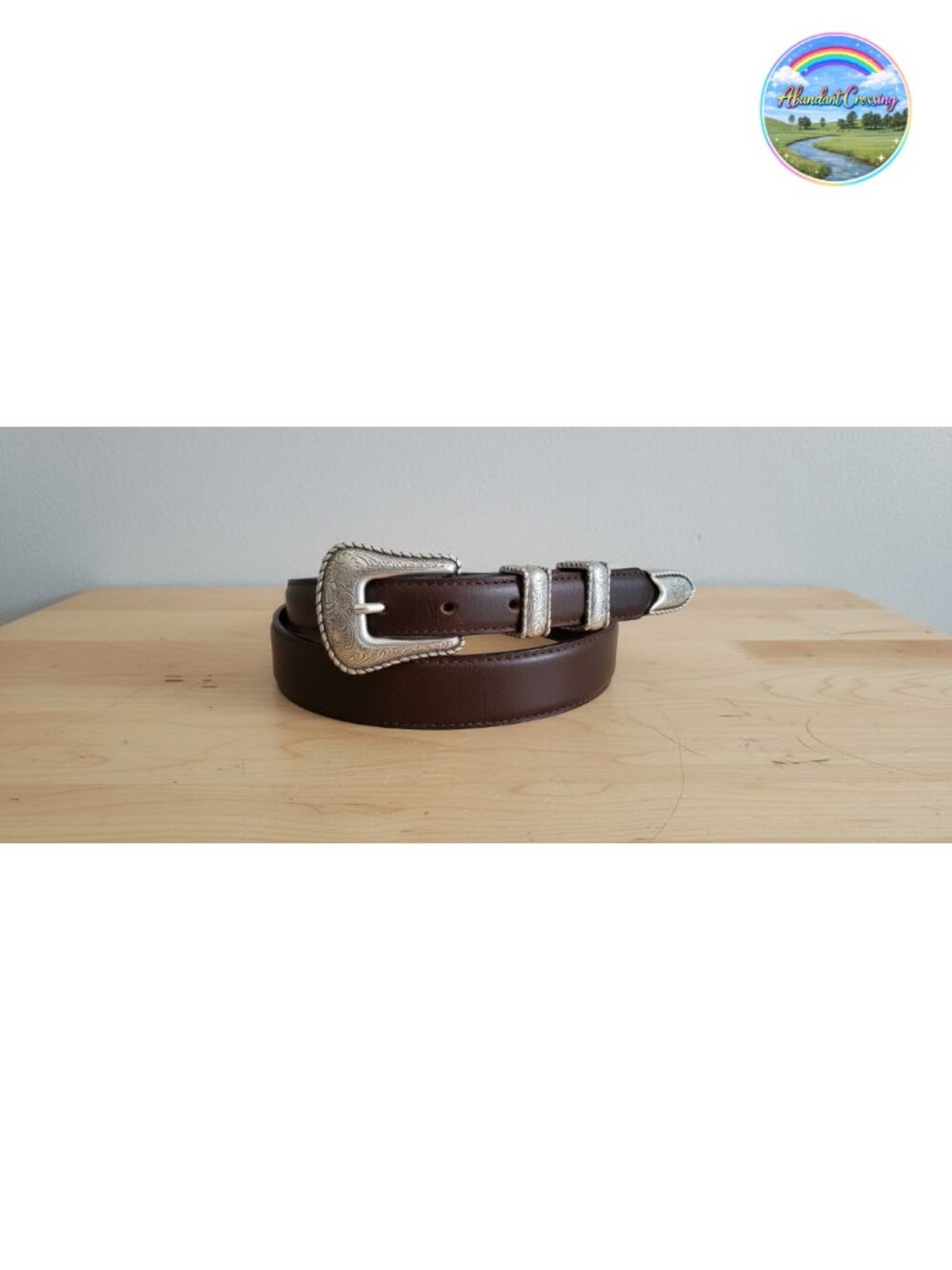 Oil Tanned Genuine Leather Western Ranger Belt Floral Buckle